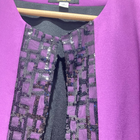 Bob Mackie purple & black sequin open jacket ladies size M - Picture 3 of 7
